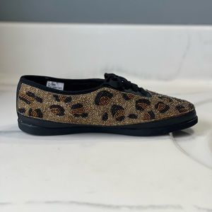 Colorwerks Beaded leopard print lace up shoes size 8 Narrow. Casual Sneakers